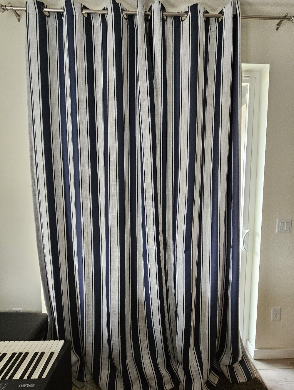 Striped Navy and Grey Blackout Curtains - 48"x108 - Set of 8!